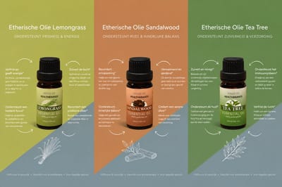 Etherische olie - 3 stuks Tea Tree+Sandalwood+Lemongrass - 100% natuurlijke plantenextracten - hoge concentratie olie - slechts een paar druppels nodig