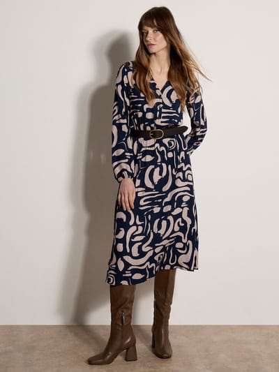 Midi-jurk met abstracte penseelstreken