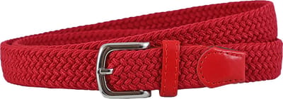 Houtkamp Smalle Elastische Dames Riem - Gevlochten Comfort Stretch Belt - 25 mm breed - Vrouwen Ceintuur - Rood - Lengte totaal 100 cm / Riemmaat 85
