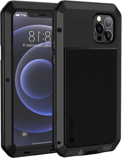 Schokbestendige en duurzame iPhone 12 Pro Max hoes, geschikt voor draadloos opladen, zwart en militair ontwerp, perfect voor bescherming