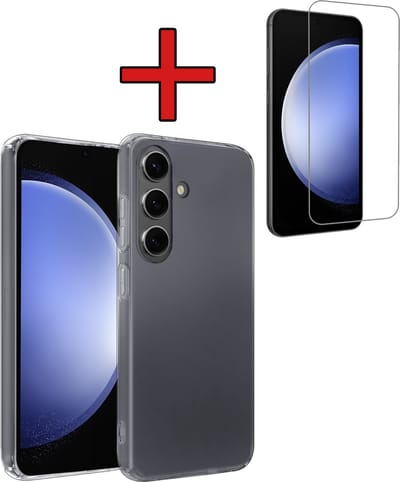 Hoesje - Met Screenprotector - Geschikt voor Samsung Galaxy S23 FE - Sterk & Shockproof - Telefoon Hoes - Back Cover - Siliconen Case - Telefoonhoes - Transparant