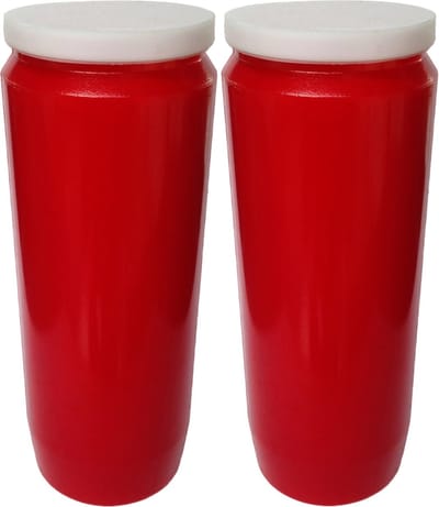 Enlighting candles grafkaars/gedenklicht - 2x - rood - 7cm x 20 cm - 9 dagen - Noveenkaars - Gedenkkaars - Graflicht/herdenkingslicht