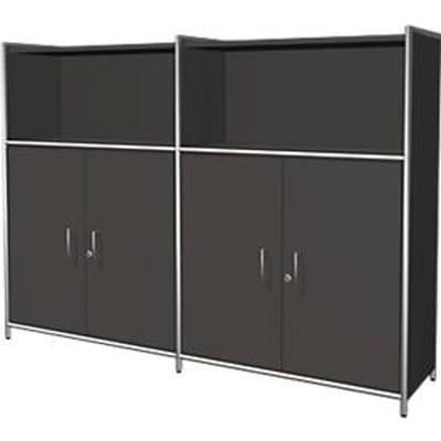 Combikast Toledo, met zicht-achterwand, afsluitbaar, 3 ordnerhoogten, 2 vakken, B 1580 x D 380 mm, antraciet