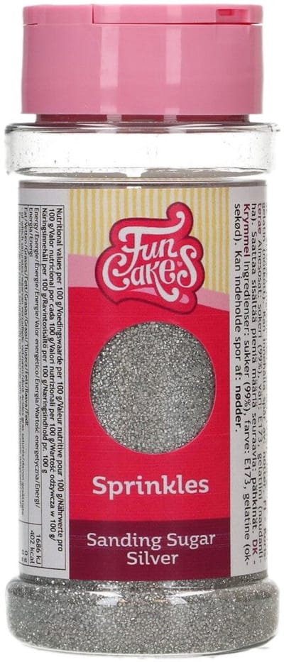 FunCakes Sanding Sugar - Zilver - 80g - Gekleurde Suiker - Eetbare Taartdecoratie