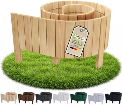 Floranica borderrand plantenborder 20 x 200 cm naturel, flexibele houten graskant en tuinafsluiting rollborder