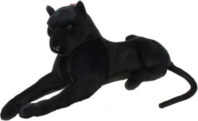 Kruger Pluche zwarte panter knuffel - liggend - 90 cm - groot - jungle dieren