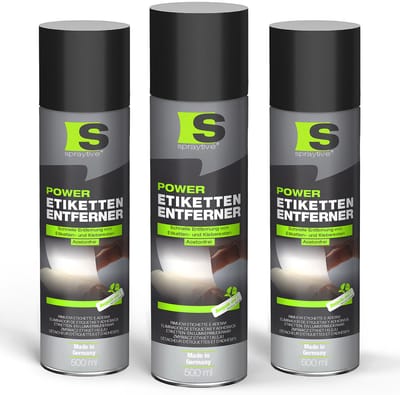 Spraytive 3x 500ml etikettenverwijderaar acetonvrij lijmresten verwijderaar sticker reiniger markeringsverf residuvrij made in germany