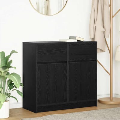vidaXL - Dressoir - met - lade - 80x34x76 - cm - spaanplaat - zwart - eikenkleurig