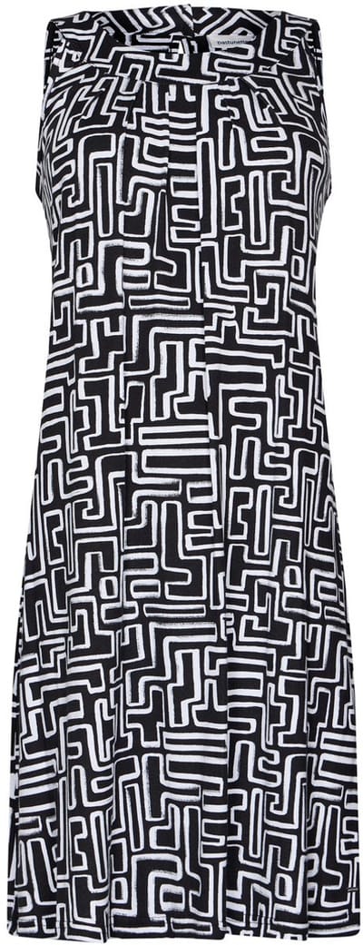 Pastunette Jurk Graphic Beach - Ecovero Viscose - Zwart/Wit - Mouwloos - Maat 36