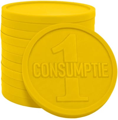 CombiCraft consumptiemunt met opdruk 1-consumptie 1000 stuks - Geel