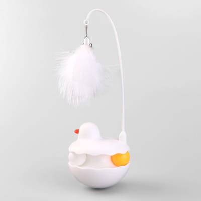 Daity Een interactief kattenspeeltje, een rolbare kattenstok met een balletjesbaan, geschikt voor binnenkatten (wit).
