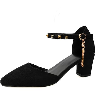 Schoenen voor Dames Nieuwe Lente en Herfst Dames Pumps Effen Kleur Puntneus Strasssteentjes Gesp Elegant Hoge Hakken 42