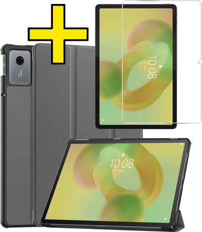 Hoes - Geschikt voor Lenovo Idea Tab - Met Screenprotector - Trifold Bookcase - Hard Cover - Hardcover Book Case - Tablet Hoesje - Grijs