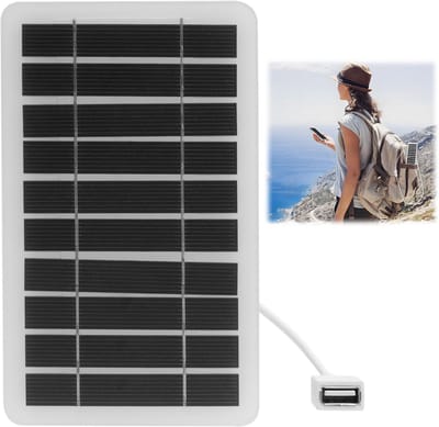 Draagbaar zonnepaneel 5 V 2 W met USB-aansluiting, waterdicht, robuust ontwerp voor outdoor-gebruik voor kamperen, wandelen en andere outdoor-activiteiten, oplader op zonne-energie voor mobiele