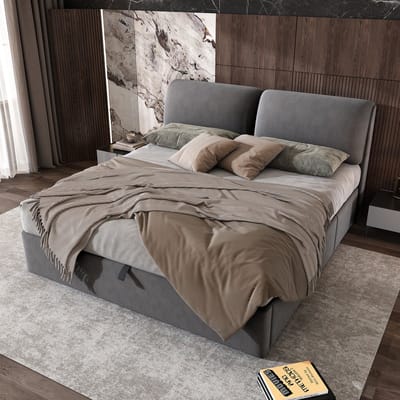 VVBV Gestoffeerd Opbergbed 180x200 cm - Lades, Hydraulische Opbergruimte en Lattenbodem - Fluweel Grijs - Zonder Matras