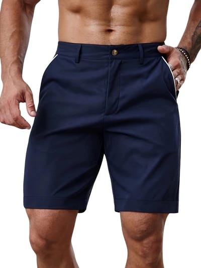 Livano Korte Broek Heren - Golfbroek - Spijkerbroek - met Zakken - Volwassenen - Jongens - Shorts - Marineblauw - Maat S