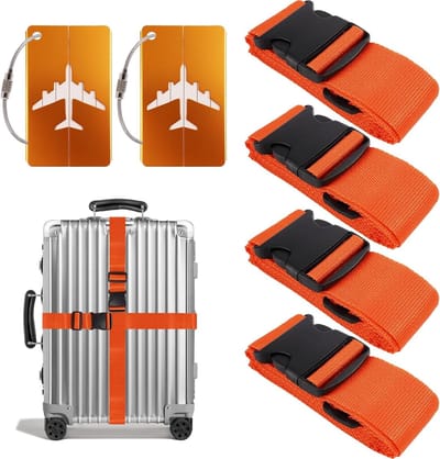 Verstelbare Kofferspanners met 2 Stuks Bagagehangers, Persoonlijke Identificatie en Opvallend Ontwerp voor Eenvoudige Herkenning van Bagage