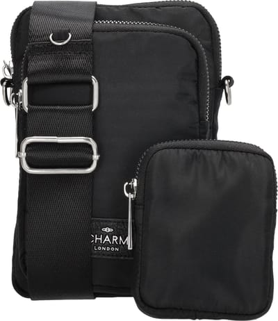 Charm London Odeon Crossbody Telefoontasje met Etui Handige Ritsvakjes - Zwart