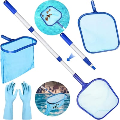 CRLYN® Zwembad Schepnet - Bladzuiger Set - Water Oppervlak Reinigen - Verstelbare Telescoopsteel - Blauw