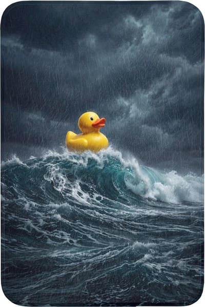 WC mat 60x90 cm - Antislip - Storm - Badeend - Golven - Toiletmat - Vloermat - Douchemat - Toilet tapijt - Toiletmatten