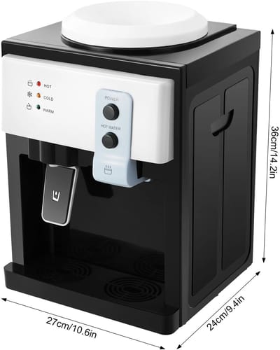 Allero Waterdispenser - Warm Water - Koud Water - Waterkoeler - 24 x 27 x 36 CM - Kantoor - Thuis - Watertap - Zwart/Wit