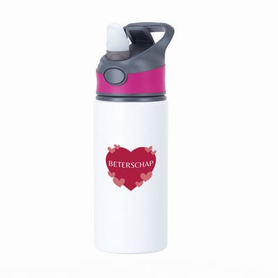 Hacebo® - Beterschap hartje en kleine hartjes waterfles met rietje roze - Beterschap - iemand die ziek is of iets gebroken heeft - ziek - koorts - snel beter worden - cadeau - beterschap cadeau - kado - gift - geschenk - water fles - 650ML