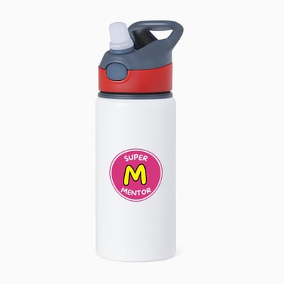 Hacebo® - Super mentor waterfles met rietje rood - Mentor - een mentor - school - verjaardagscadeau - afscheidscadeau - kado - gift - geschenk - water fles - 650ML