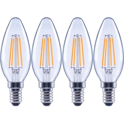 Sencys Ledfilamentlamp Kaars C35c - D3,5cm - Warm Wit - E14 - 3,4w - 4 Stuks