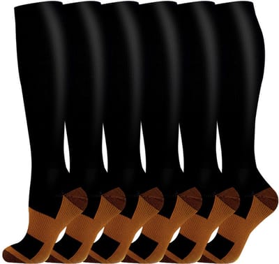 Verpakking van 6 paar unisex compressiekousen, kniekousen, steunkousen - beschermende sportcompressiekousen - S/M-11