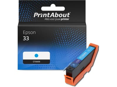 PrintAbout huismerk Inktcartridge 33 (C13T33424012) Cyaan Geschikt voor Epson