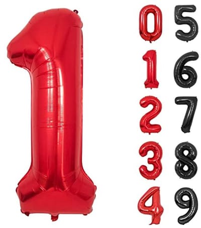 Giant 1 Jaar Cijferballon 100 cm - Rood XXL Folie Ballon voor Verjaardagsfeest