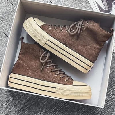 Lente Nieuwe Herenschoenen Mode Dikke Zool Verhoogd Canvas Board Schoenen Retro Veelzijdig Hoge Top Casual Sportschoenen 44