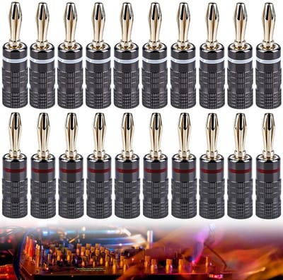 20 Stuks Banaanstekkers 4mm Goud Verguld voor Luidsprekerkabels en Audioapparatuur