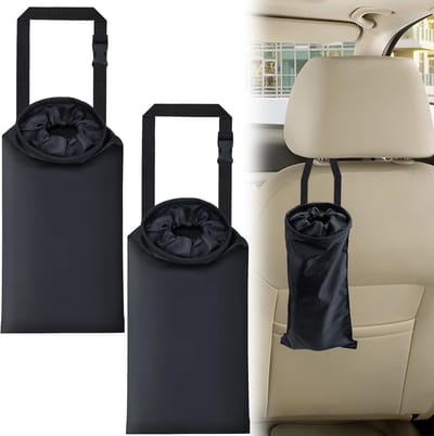 2 Stuks Auto-Afvalzakkenvoertuig - Vuilnisbak - Auto Prullenbak - Draagbaar met Hangband - Elastische Opening en Klittenbandsluiting - Opvouwbare - Auto-Opslag - Reisgoederen - Voor Auto's, Reizen en Buitenactiviteiten