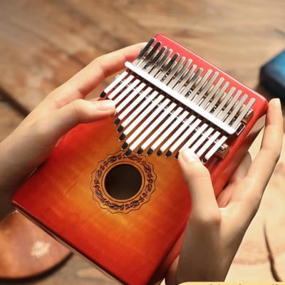 Hluru Professionele 17 Toetsen Esdoorn Glanzende Afwerking Kalimba Kleurverloop Duimpiano Vingerpiano Doos Mbira Voor Beginner rood