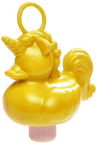 Duckiez eenhoorn badeendje badspeelgoed - geel - 12 x 6 cm - Met oogje voor het hengelspel - kunststof