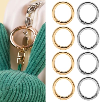 Metalen O-Ringen met Trigger, Ronde Karabijnhaak Clip voor Sleutelhanger, Tas en Sieraden Creatie (Zilver, Goud)