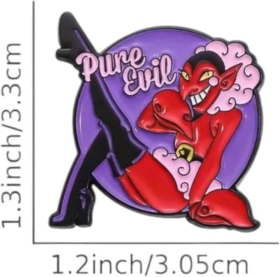 Pure Evil Pin – Kinky Pin – Funny Pin met Cartoonstijl (3,3 x 3 cm)