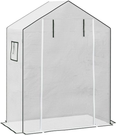 Ersatzfolie PE-Folie UV-bescherming 140x73x190cm Wit 135GSM Versterkt Gaas Oproldeur Insektennet Voor Tomatenkas