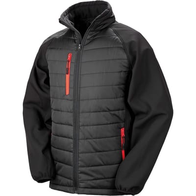 Black Compass gewatteerde softshelljas heren 'Result' Black/Red - M