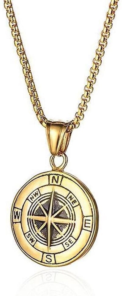 Kompas heren ketting goudkleurig - heren ketting - mannen sieraad - kompas - cadeau - kerst