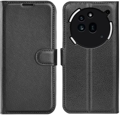 Hoesje geschikt voor Nothing Phone (3a) Pro - Phonesta Litchi Skin Book Wallet Case - Zwart