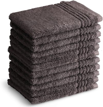 OUTLET BADTEXTIEL - set van 12 - washandjes 16x21 cm - antraciet