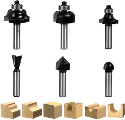 Allecto - Randfrees - Houten afschuinfrees - 8 mm schacht - Flush trim patroon - 6 stuks - Geschikt voor decoratieve houtbewerking