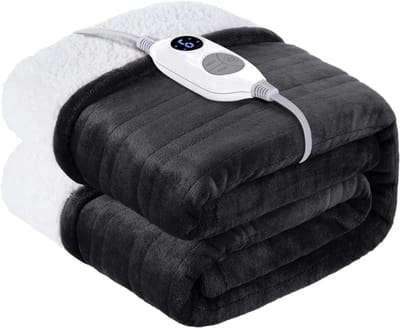 RUX® Infrarood Deken - 25°C t/m 53°C - Elektrische Deken – Warmtedeken - Infrarood Deken Fibromyalgie - 160L x 130B – Infrarood Sauna – Infraroodtherapie – Pijnverlichting - Grijs - 38cm x 33cm x 15cm