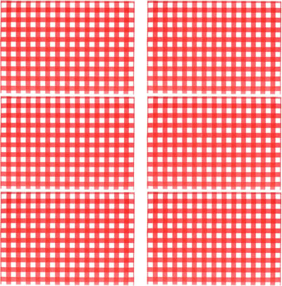 Bellatio Design Tafel Placemats - 6x - Bistro print - rood/wit geblokt - 43 x 28 cm - pvc - diner en ontbijt onderleggers