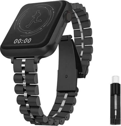 Fungus - Smartwatch bandje - Geschikt voor Apple Watch 38 / 40 / 41 mm - Series 1 2 3 4 5 6 7 8 9 SE iWatch - Metaal - Smal - Zwart