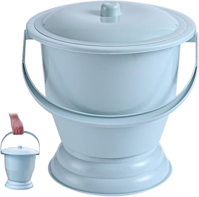 Kamerpot met Deksel - Urinoir Fles - Hygiënisch Gebruik - Verhoogde Basis - 23.7 x 23 x 19 cm - Blauw