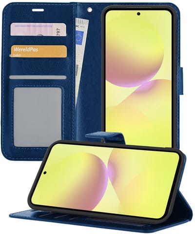 Hoesje - Met Pasjeshouder - Geschikt voor Samsung Galaxy A36 - Luxe Bookcase Portemonee - Flip Case - Kunstleer Book Case - Flipcase - Book Cover - Walletcase - Portemonneehoes - Telefoonhoesjes - Donkerblauw