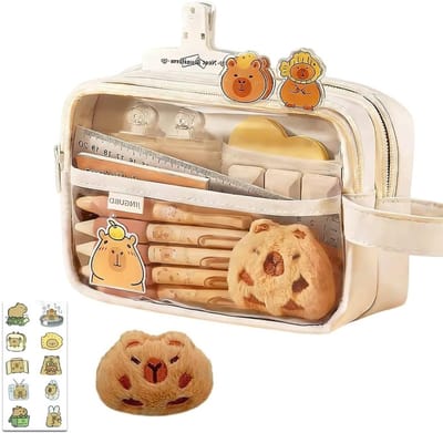 Pencil Case for School Capybara, Capybara Gadget, 10 Stickers and 1 Doll, School Material, Cute and Interesting - ShopVlot